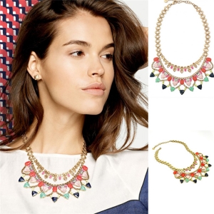 resin jewelry rosary bead crown gold statement necklace STN006