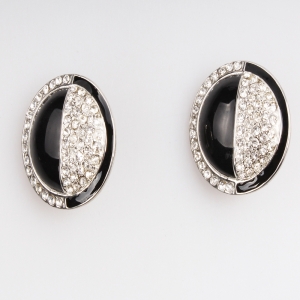 rhinestone round button wholesale clip on earrings E30025