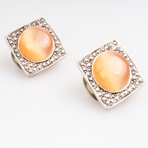 round button moonstone wholesale clip on earrings E30020