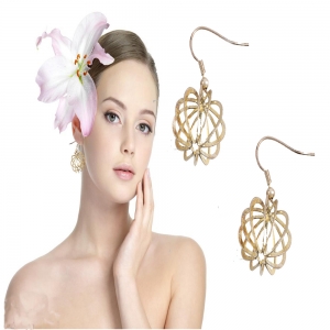round shaped turkish gold fancy ear piercing earrings E30043