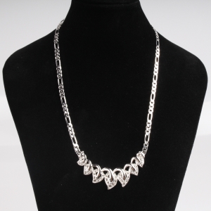 silver broken heart rhinestone choker necklace N90469