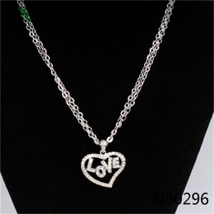 silver crystal sex love letter heart charmed necklace N90296