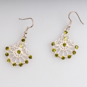 silver diamond hanging fancy design gold earring E30095