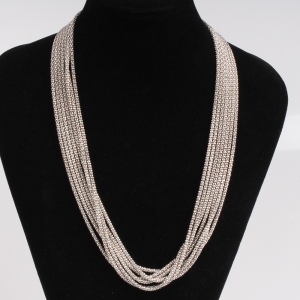 silver layers thin titanium ball chain necklace N90409
