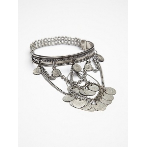 silver metal multi-layer coin charm shiva eye chain bracelet
