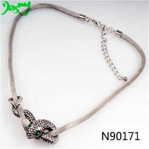 silver snake shape jewelry diamond choker necklace N90171