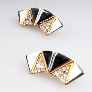 silver triangle shaped cheap fancy clip on earrings E30032