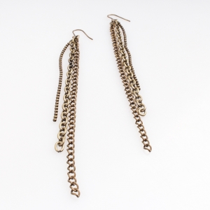 simple design cheap china brass chains hanging earrings E30064