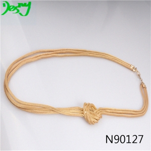 simple design tie gold long chain statement necklace N90127