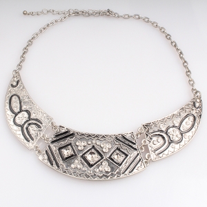 stainless steel color ethnic bib chunky collar necklace N90098