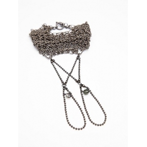 stainless steel crystal water drop woven ring chain bracelet