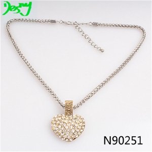 swarovski crystal anatomical heart gold statement necklace N90251