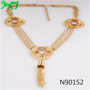 teardrop shaped gold tassel chains statement necklace N90152