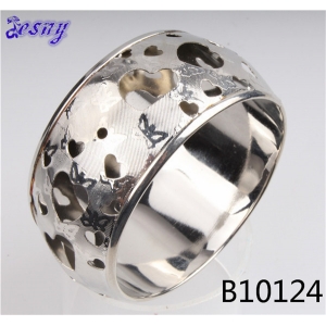 thick turkish silver chrome hearts bangle bracelet B10124