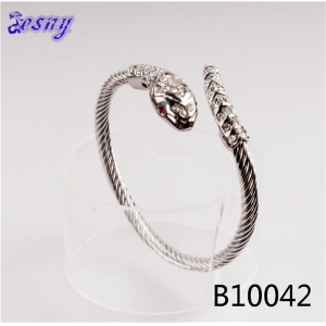 thin crystal bangle silver snake shape jewelry bracelet B10042