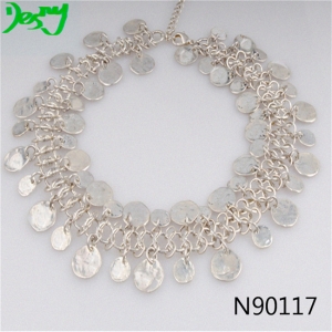 trendy silver fashion coin charms shourouk statement necklace