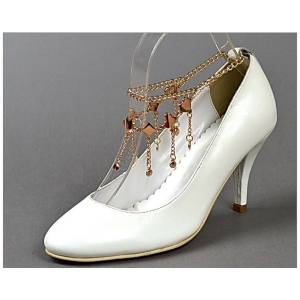 two layers poker chrams long gold thin metal shoes chains TS003