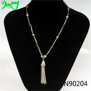 vintage boutique beaded tassel chains pendant necklace N90204