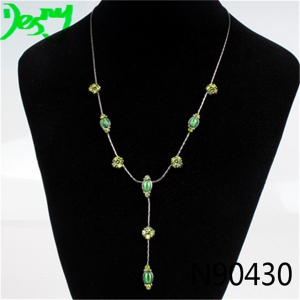 vintage boutique natural emerald beads pendant necklace N90430