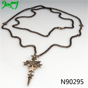 vintage boutique star sword crystal pendant necklace N90295