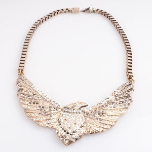 vintage crystal gold eagle statement necklace N90076