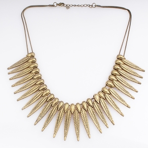 vintage rope gold feather leaf statement necklace N90081