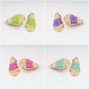 wholesale colorful rhinestone tortoise shell clip on earrings E30012