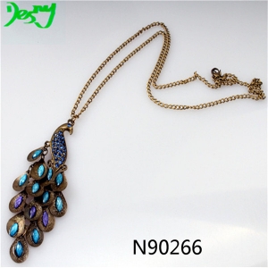 wholesale vintage peacock costume pendant necklace N90266