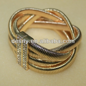 wide indian gold plated imitation elastic rhinestone bangle B10119