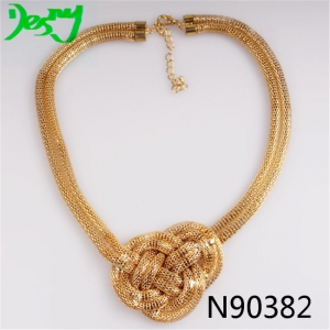 zinc alloy chains large flower gold statement necklace N90382