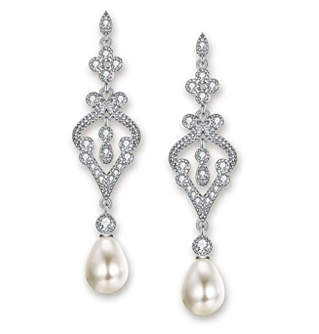 925 Sterling Silver Freshwater Cultured Pearl Teardrop Dangle Earrings for Christmas Promotion
