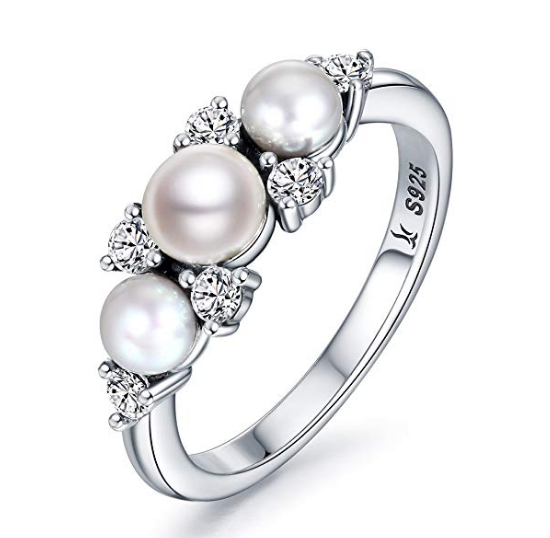 925 Sterling Silver Gorgeous Love Freshwater Pearl Ring for Women Wedding Jewelry Manufacturer