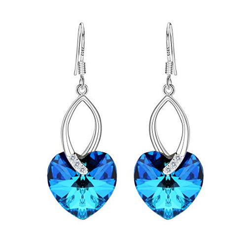 925 Sterling Silver Love Heart French Hook Dangle Earrings Birthday Anniversary Gifts for Women Mom Wife