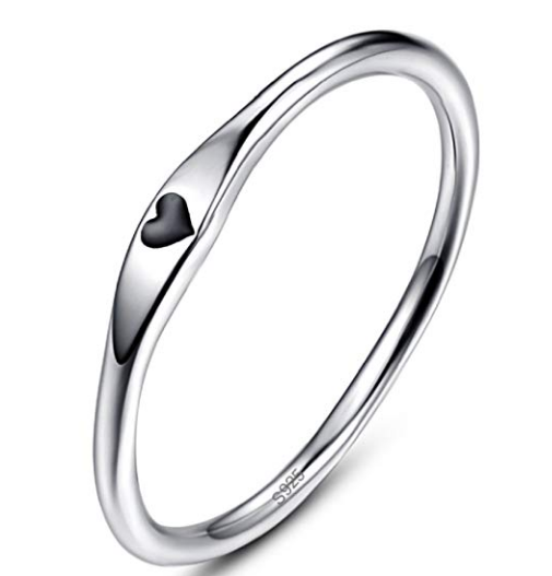 925 Sterling Silver Simple Carve Heart Wedding Promise Ring Factory China