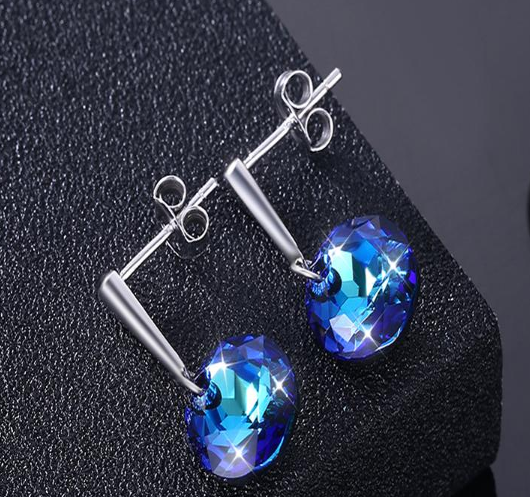 925 sliver earrings with blue crystals Manufacturer in China