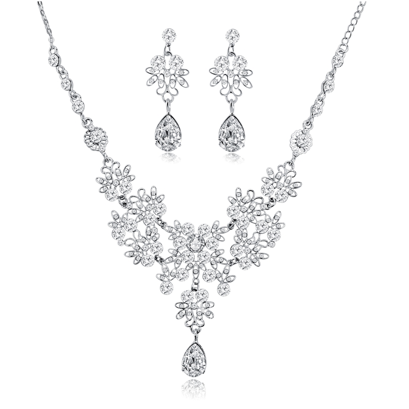 Bridal ornament butterfly design big drop necklace earrings wedding accessories for women New Arrive