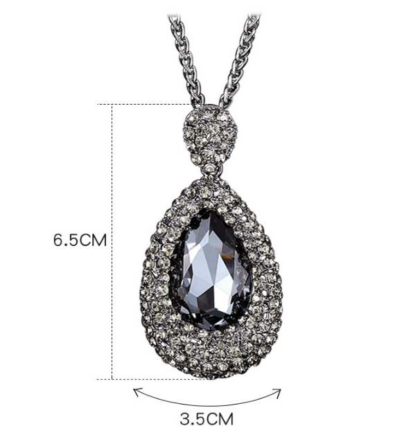 Cheap Price Zinc Alloy Sweater Chain Necklace with Artificial Crystal Pendant
