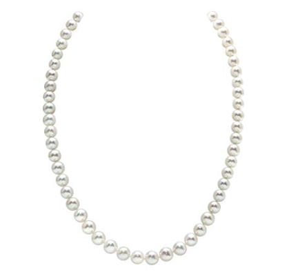 China Supplier 14K Gold Round White Freshwater Cultured Pearl Necklace for Women