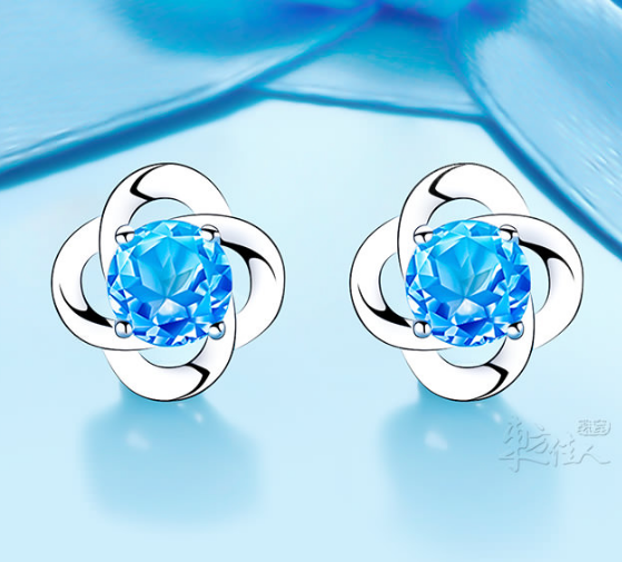 Christmas Gift 925 Sterling Silver Crystal Stud Earrings Manufacturer Woman Earrings