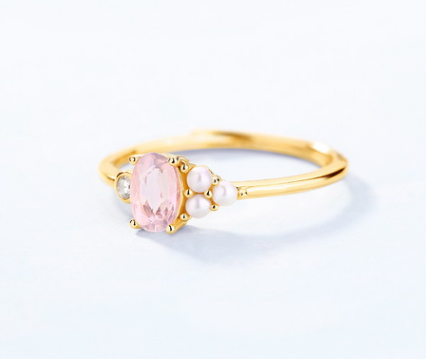 Dainty petite white gold topaz pearl jewelry sterling silver cluster ring manufacturer oem