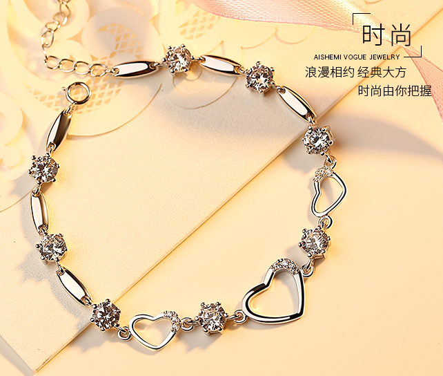 Elegant 925 Silver High Polish Bracelet for Woman Christmas Gift