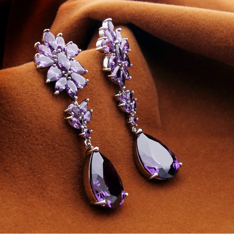 欧洲和美国首饰锆石奥地利水晶长耳环高耳耳环批发