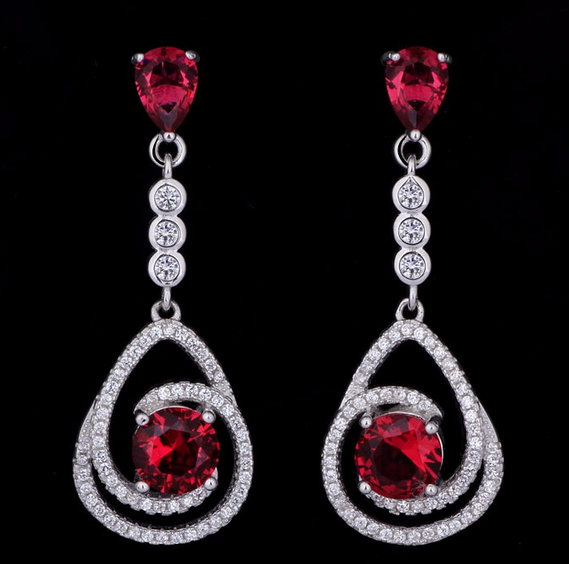 Fashion Colorful Diamond 925 Pure Sliver Drop Diamond Earring Supplier from China