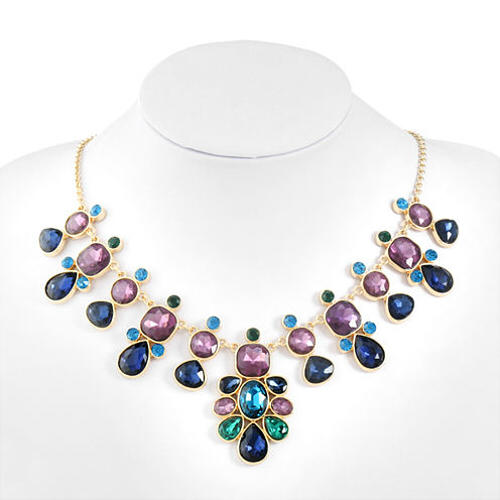 时尚饰品批发蓝色红色珠宝多色声明项链