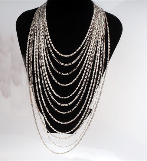 Fashion Necklace Women  Sliver Color Mutli Long Pendant Necklace For Women Statement Jewelry
