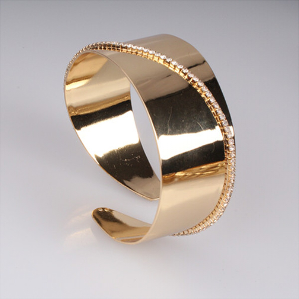 Fashion bracelet OEM manufacturer bulk custom hot wide copper bracelet bangle crystals chain from swarovski women gold silver