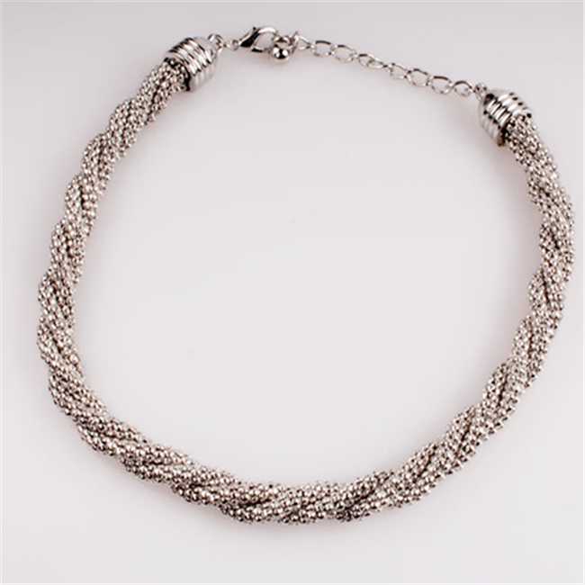 时尚服装设计时尚首饰雄母玉米链编织项链金镀银批发项链