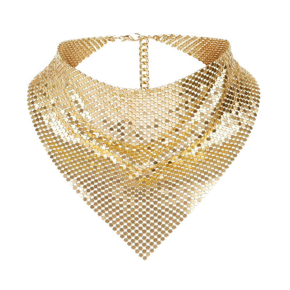 Fashion plus nouveaux bijoux imitation faite main, mode 18 carats chaîne de paillettes collier de maille pour les femmes étrangleur