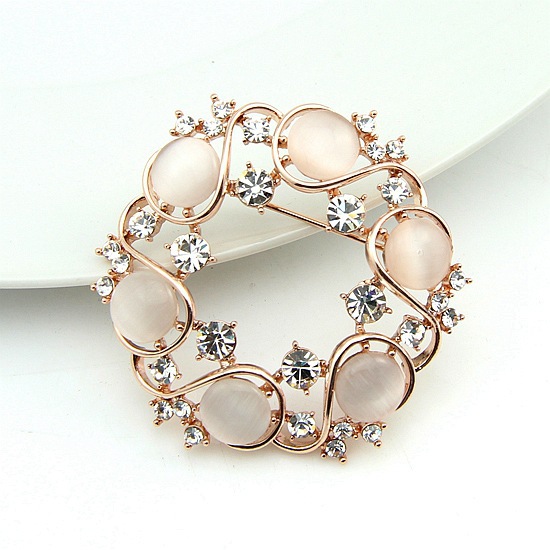 Gold-plated Flower Cheap Wholesale Crystal Rhinestone Opal Bulk Brooch Jewelry Innovations Jewelry Gift