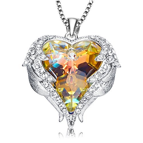 Graceful simple womens fashion necklace with crystal heart of the ocean pendant necklace jewelry AB color